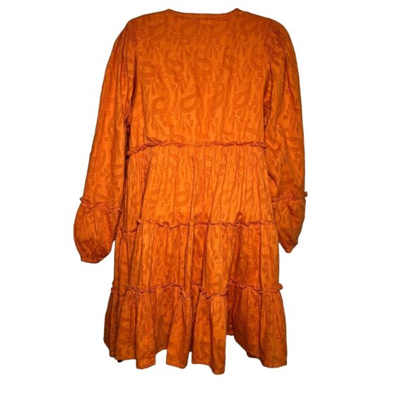 NWT Cleobella Blythe Mini Dress in Bright Orange Floral Jacquard Tiered Boho S - Picture 14 of 16